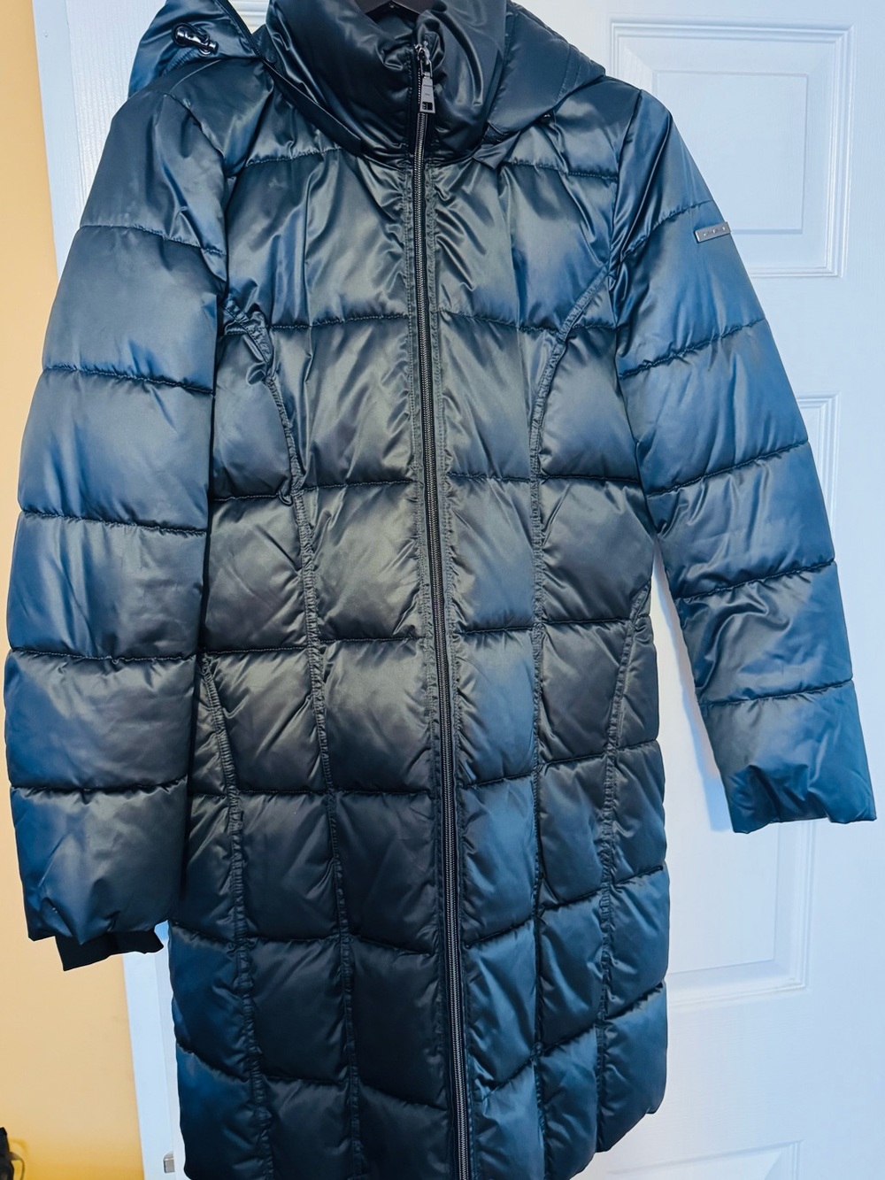 Women’s Long Black Quilted Puffer Coat with Hood